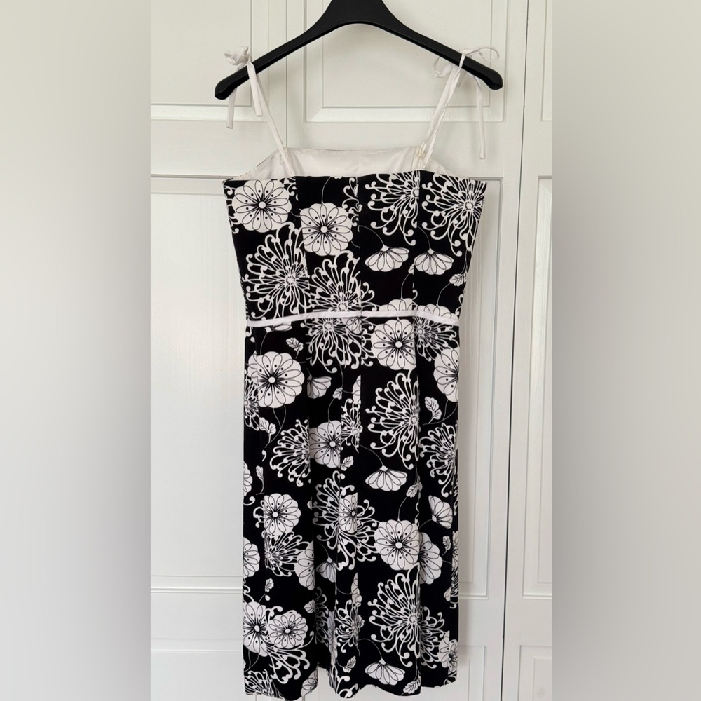 Floral Black and White Bodice Sundress Dress